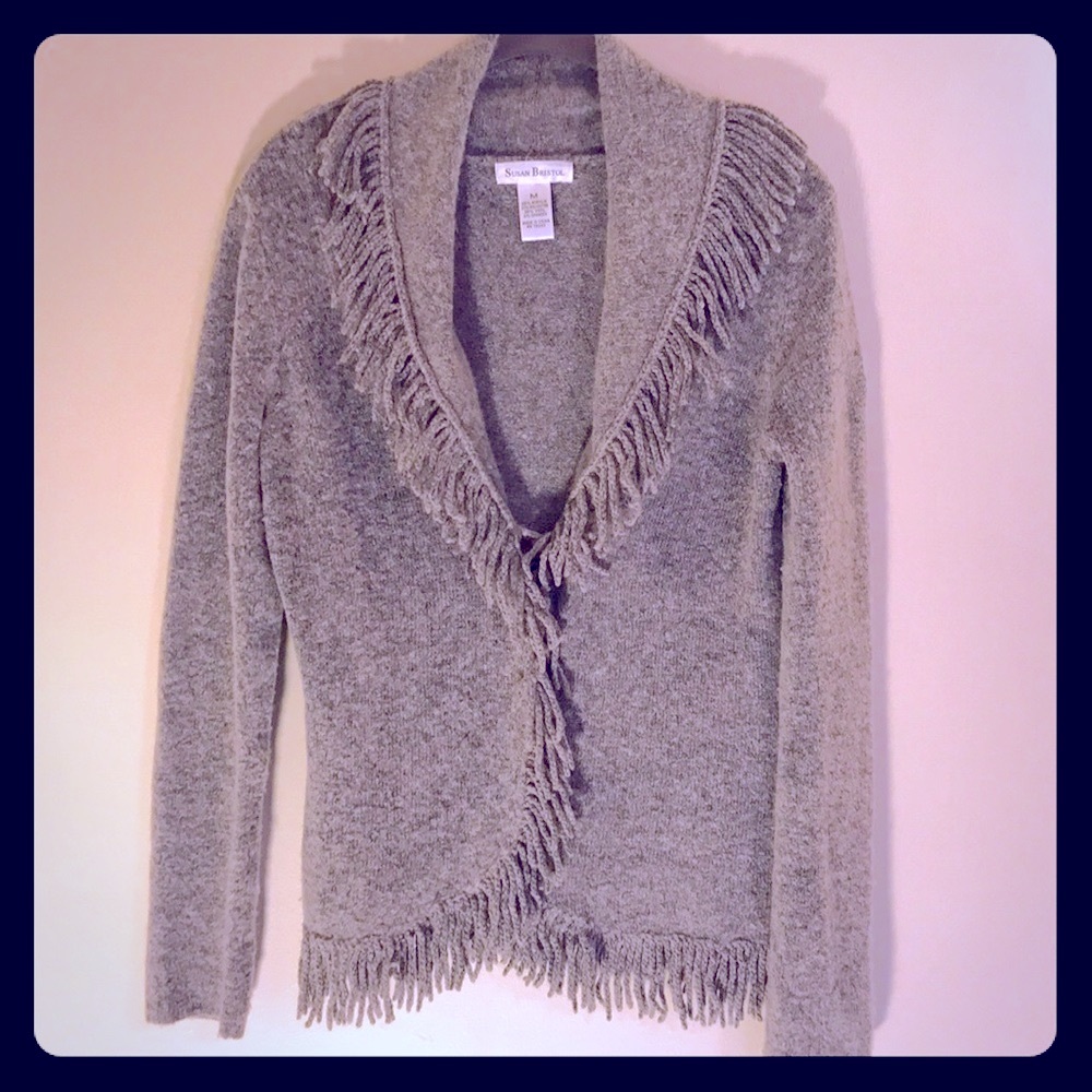 Susan Bristol Wool Blend Fringed Sweater